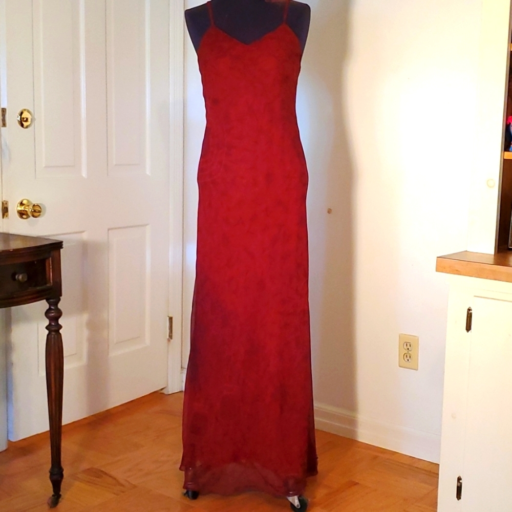 Burgundy Tie Dye Spaghetti Strap Maxi Dress size M